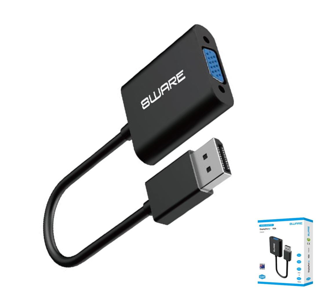 8ware DisplayPort DP to VGA Adapter Converter Cable Male to Female Retail Pack 4K Gold-Plated for Video Card PC Laptop MacBook to Monitor Projector TV 8ware DisplayPort DP to VGA Adapter Converter Cable Male to Female Retail Pack 4K Gold-Plated for Video Card PC Laptop MacBook to Monitor Projector TV